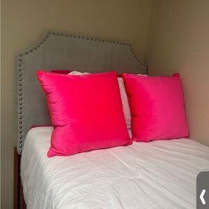 Bright Pink Decorative Throw Pillow Pair With Orange Lining - Home Bedding